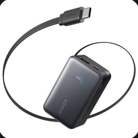 Anker 10,000 mAh 45W Power Bank with Built-In Retractable USB-C Cable