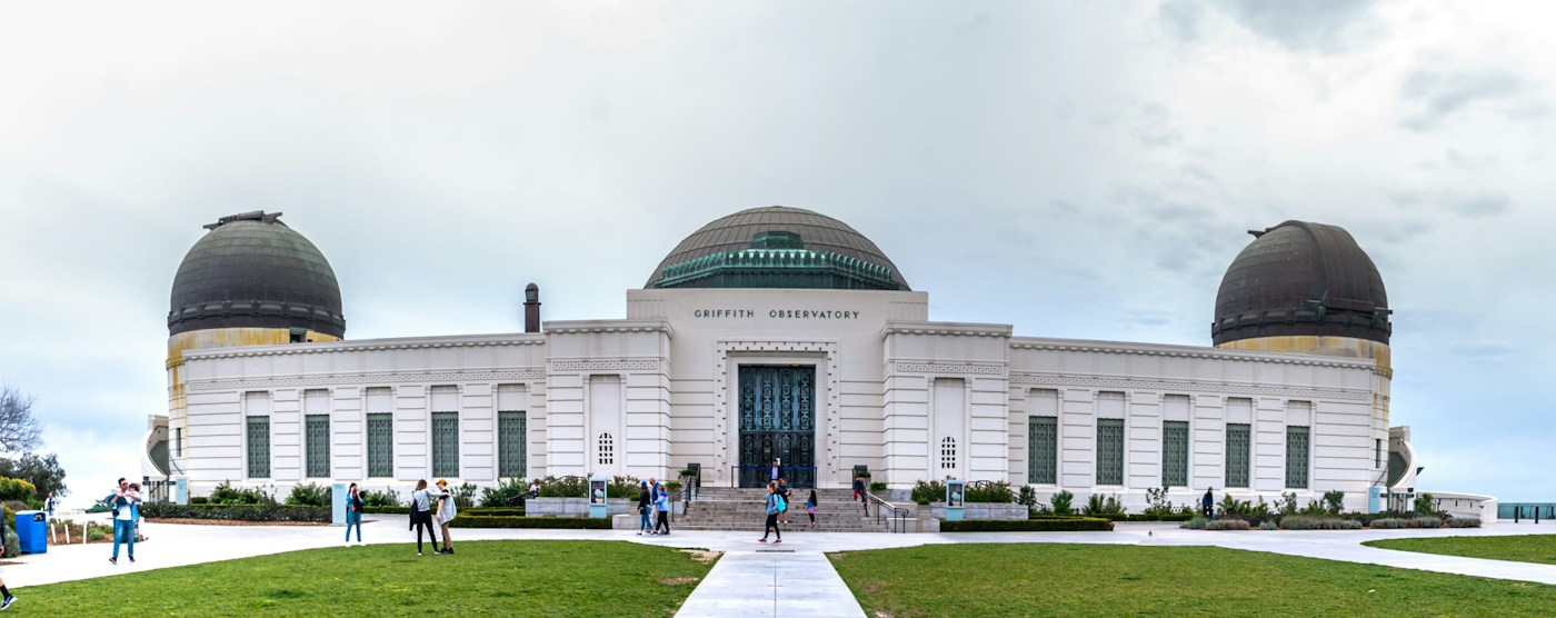 Griffith Observatory beneath a cloudy Los Angeles sky